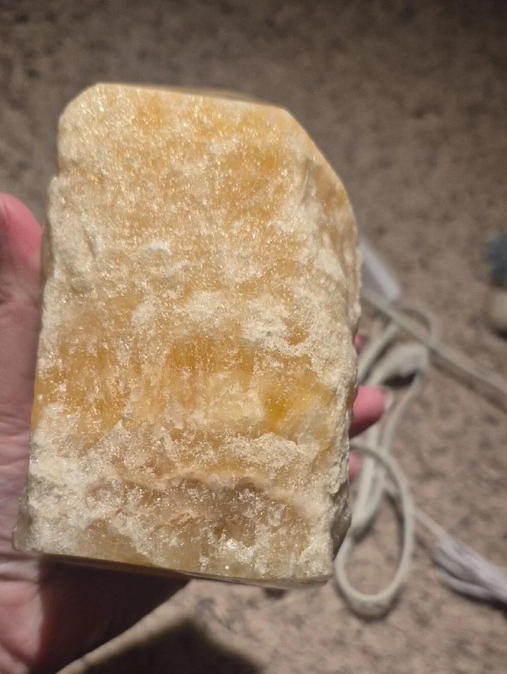 Hand-Crafted Orange Calcite Crystal Lamp (Wooden Base Not Included)